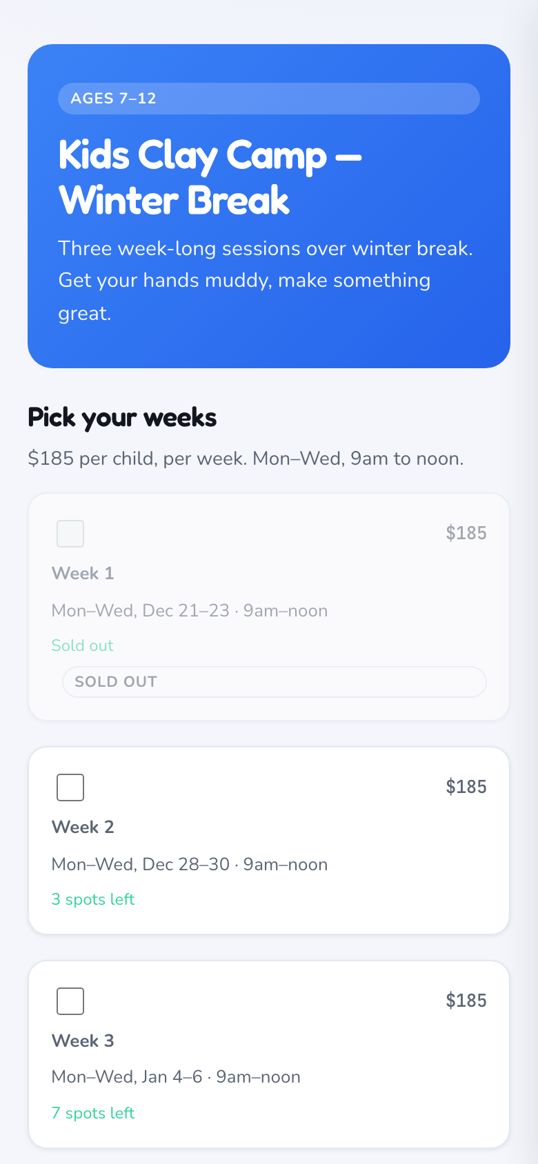 The camp form on a phone